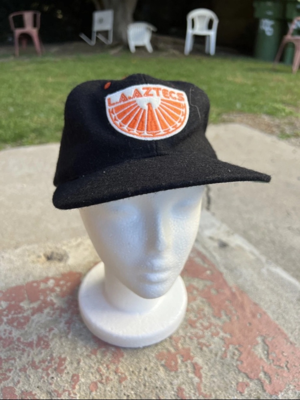 Ebbets Field Flannels LA Aztecs Black Wool Adjustable Hat Snapback USA * MINT *